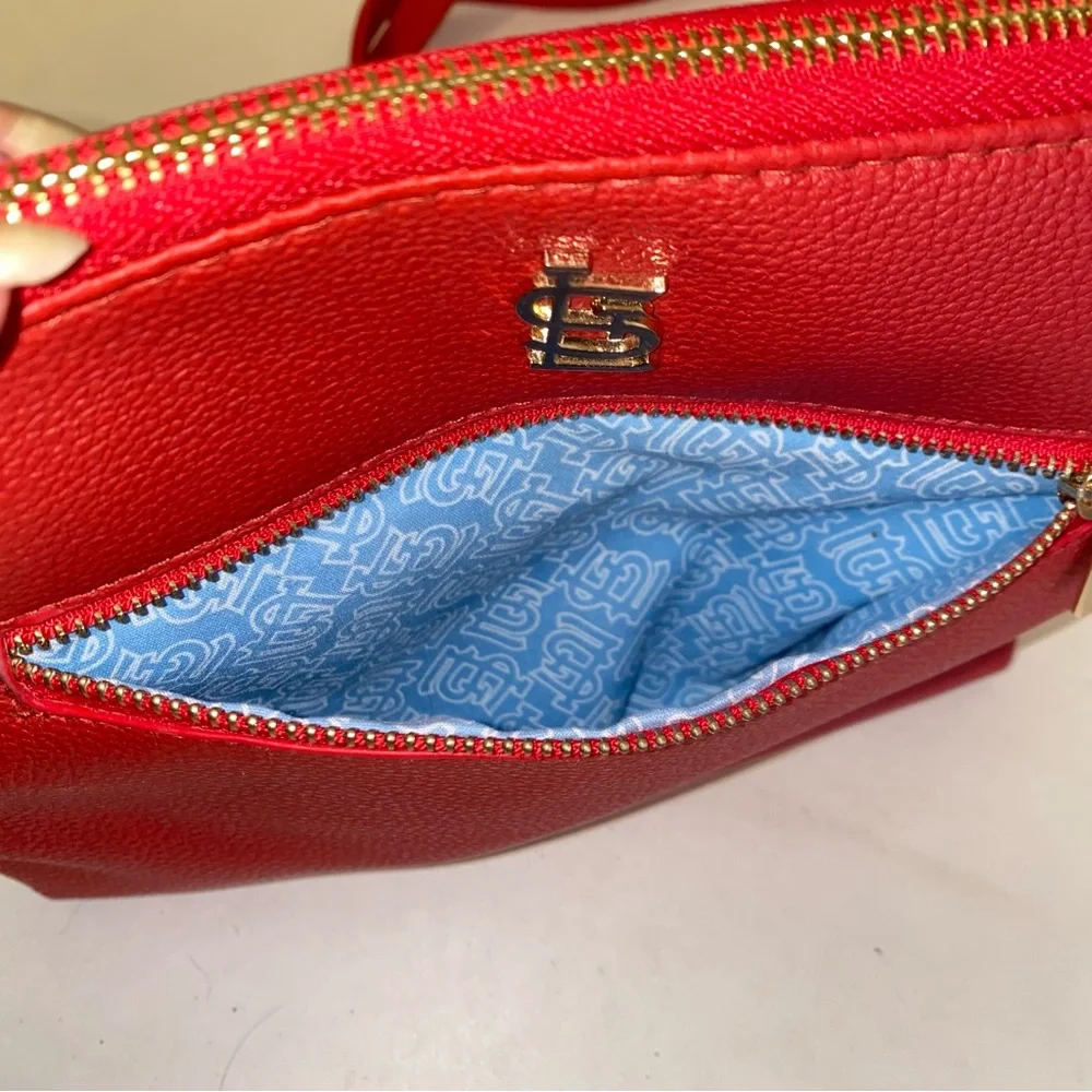 Red St Louis Cardinals MLB Crossbody Purse Bag Detachable Strap Gold Hardware - Picture 7 of 13